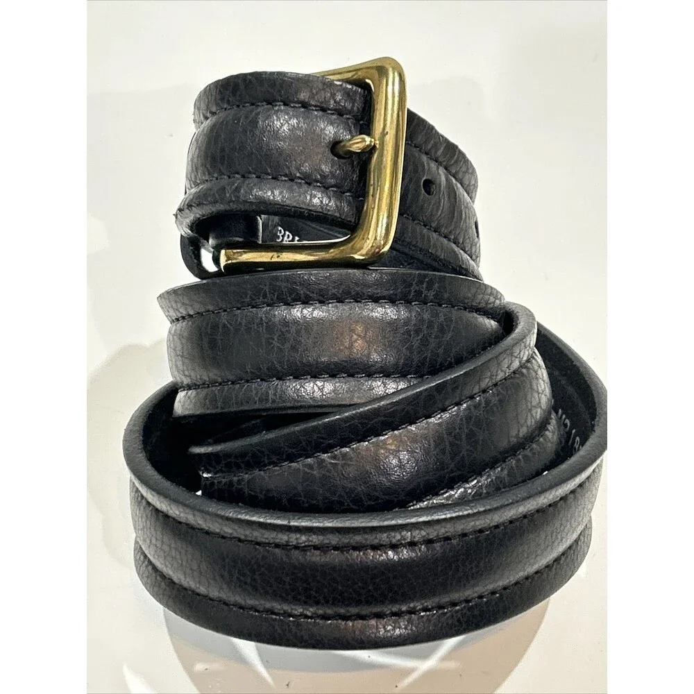 Brighton Men's Black Classic Belt 42 Urbino Brass Buckle Made in USA